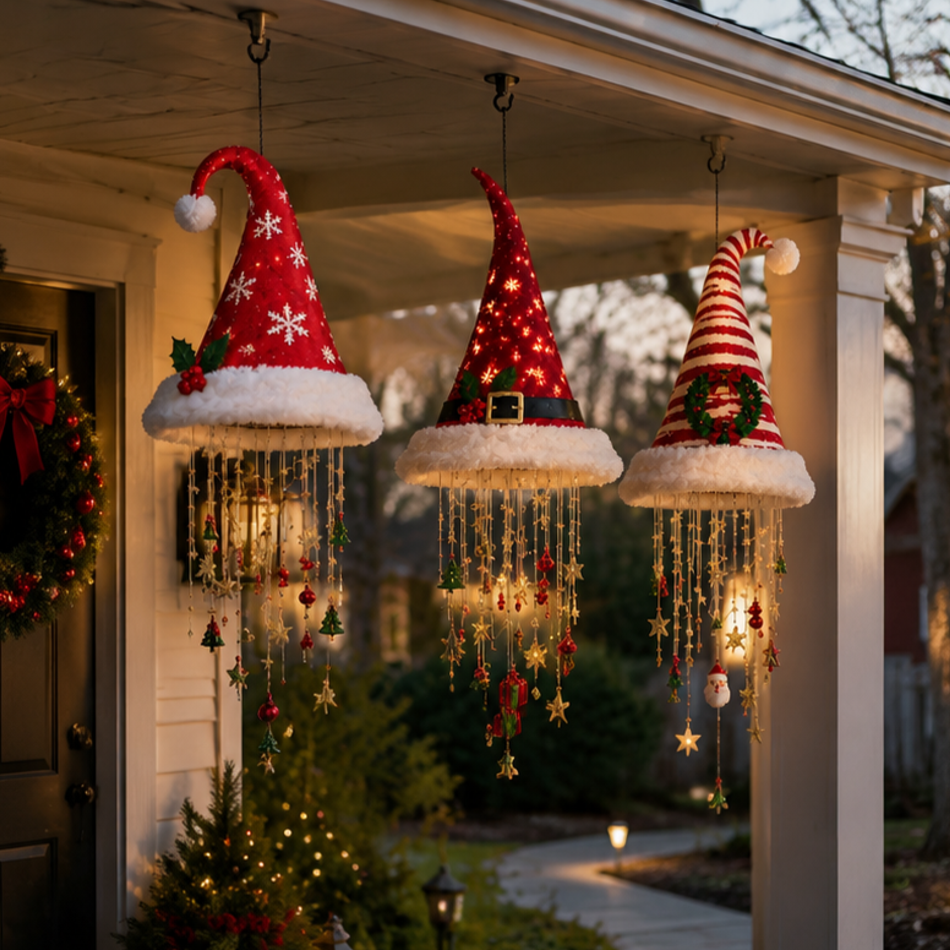 ๐
Lighted Santa Hat Hanging Chandelier ๐ | 5 Styles Warm LED Christmas String Light | Indoor Outdoor Porch Holiday Decor Gift
