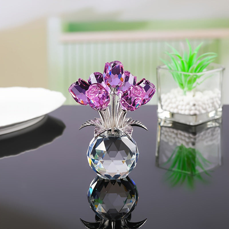 🔥Mother‘s Day 50% OFF🔥🔮Everlasting Crystal Rose Flower Figurine in Vase