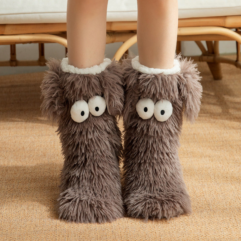 💕Women's Plush Slippers Floor Socks 👍 ✨Winter Home Indoor Thickened Fleece-Lined Anti-Slip Adult