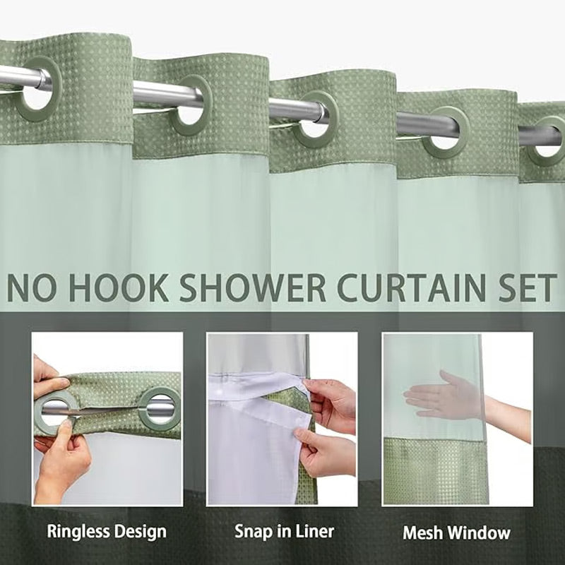 ๐โจ50% OFF! ๐ฟ๐ช Finally, a shower curtain that actually keeps water IN โ no hooks, no leaks, waffle texture, bright & private. Over 12,658 bathrooms upgraded! โจ