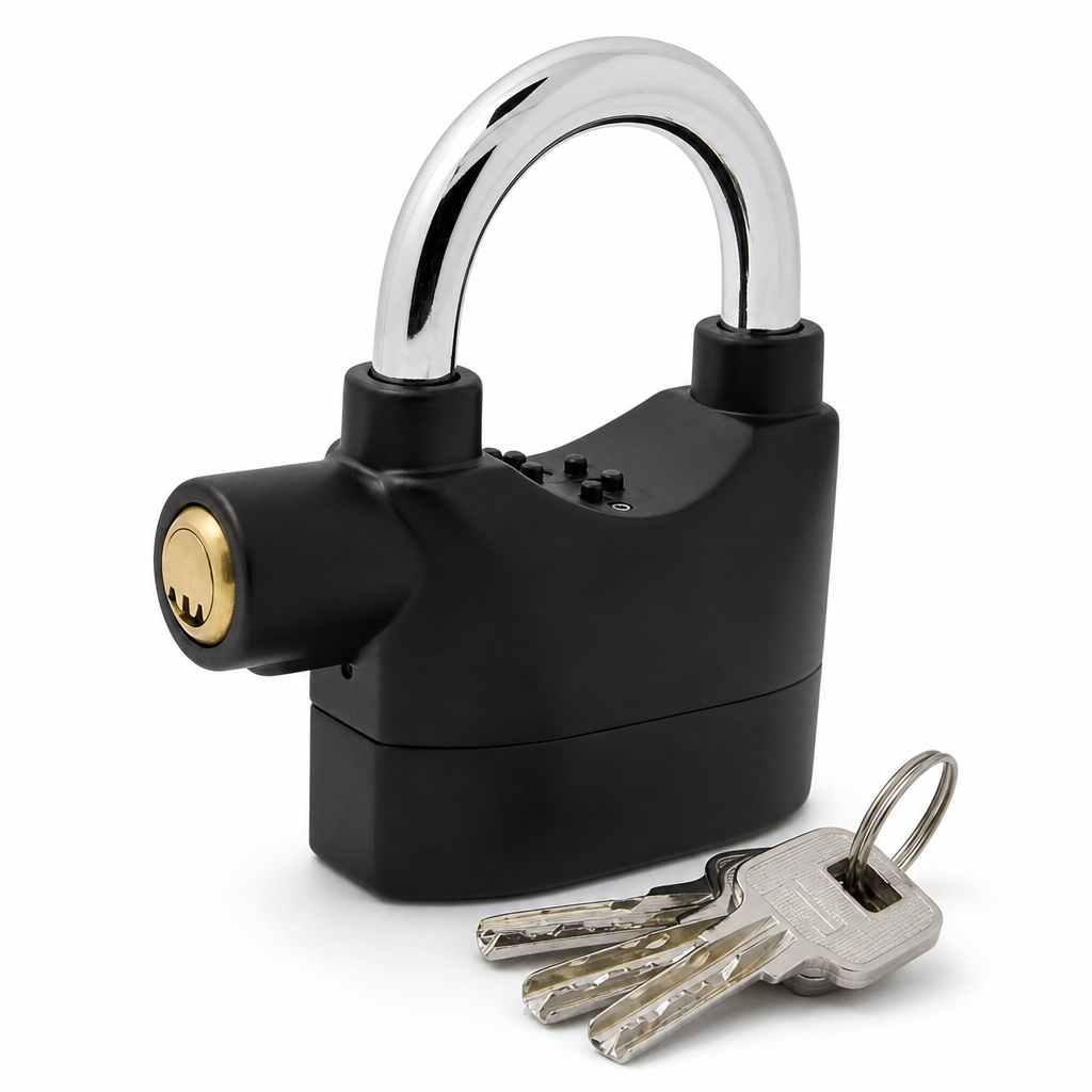 ๐จ๐ Heavy-Duty Alarm Security Lock โ Aluminum Alloy Anti-Theft Protection for Gates, Bikes & Storage