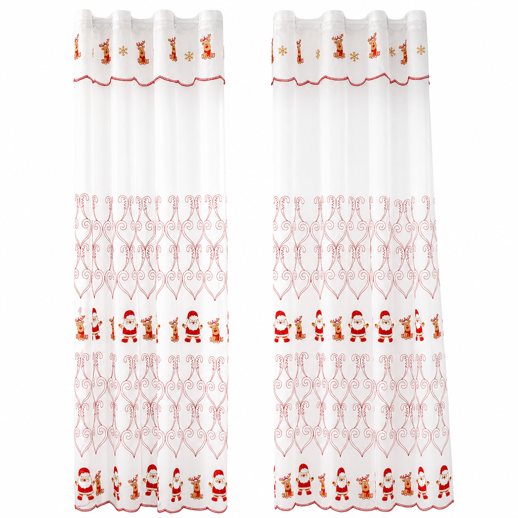 ๐โ๏ธ Embroidered Christmas Sheer Curtain โ Snowflake & Bell Window Decor for a Cozy Holiday Home