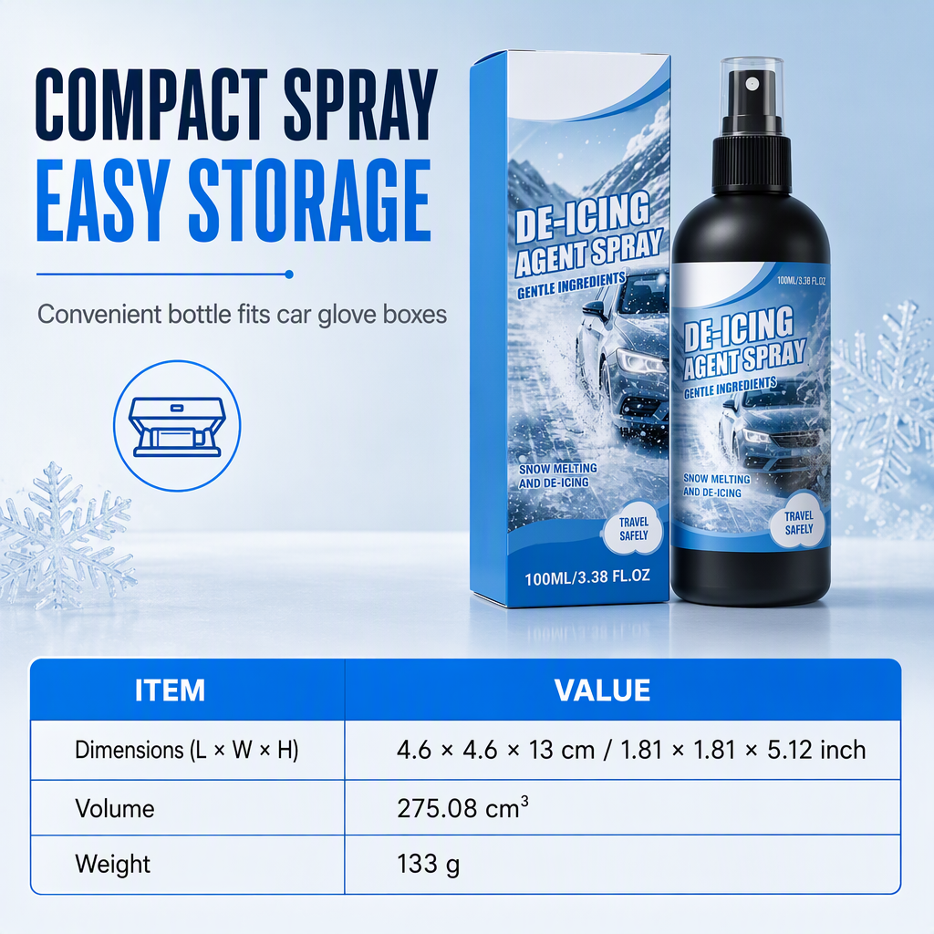 Car Windshield and Window Glass De-Icing and Snow Melting Spray for Winter