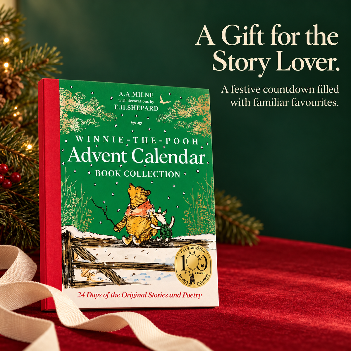 🎄 Winnie-the-Pooh 24-Day Storybook Advent Calendar 📚 | 24 Mini Hardcover Books of Classic Stories & Poetry ✨ Christmas Countdown Gift for Kids, Families & Book Lovers 🎁