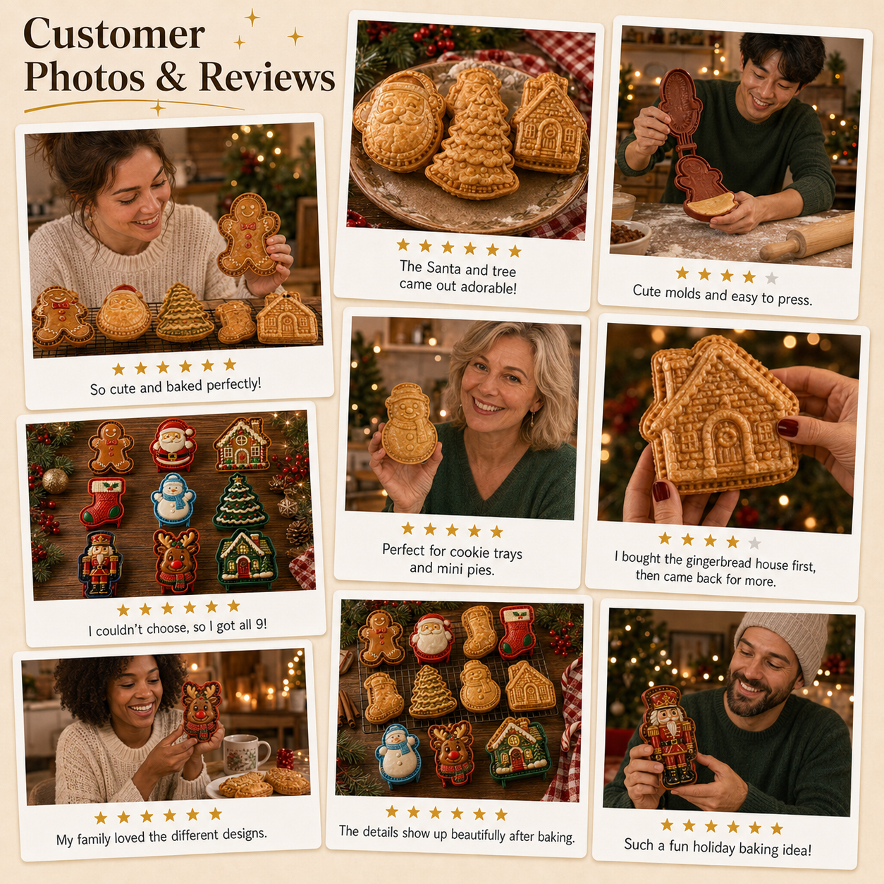 🎄Christmas Mini Pie Mold Collection – 9 Reusable Embossed Holiday Designs