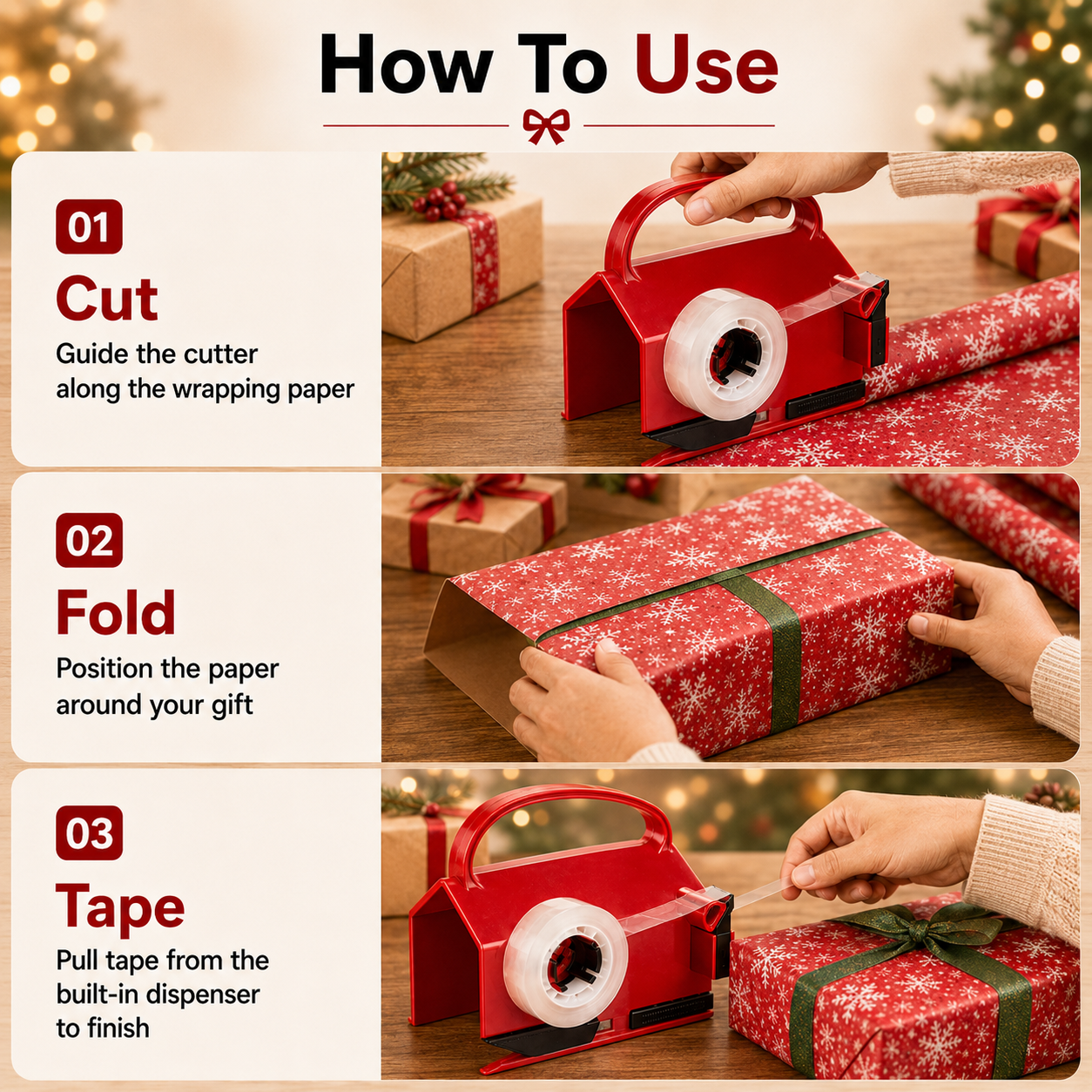🎁2-in-1 Wrapping Cutter & Tape Dispenser