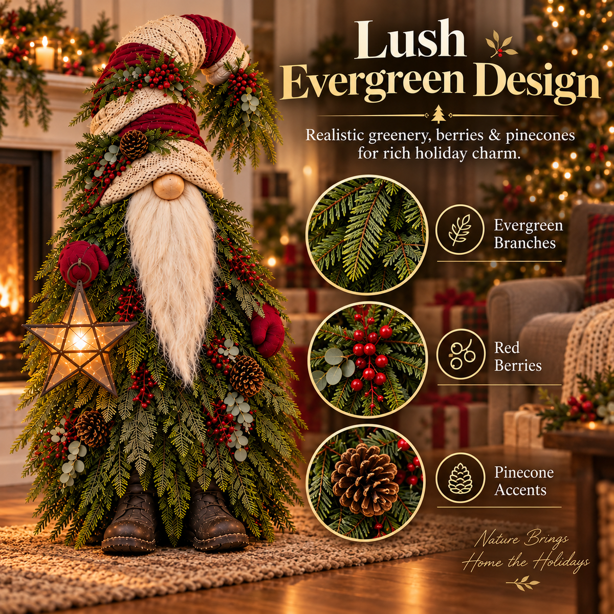 Evergreen Star Gnome™ Lighted Christmas Woodland Decor