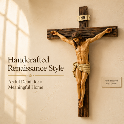 Renaissance Catholic Wall Crucifix 🏡 Resin Jesus Christ Wall Cross