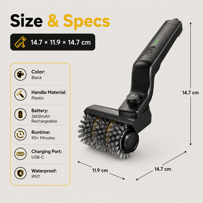 🔥 2-in-1 Cordless Electric Grill Brush & Spin Scrubber