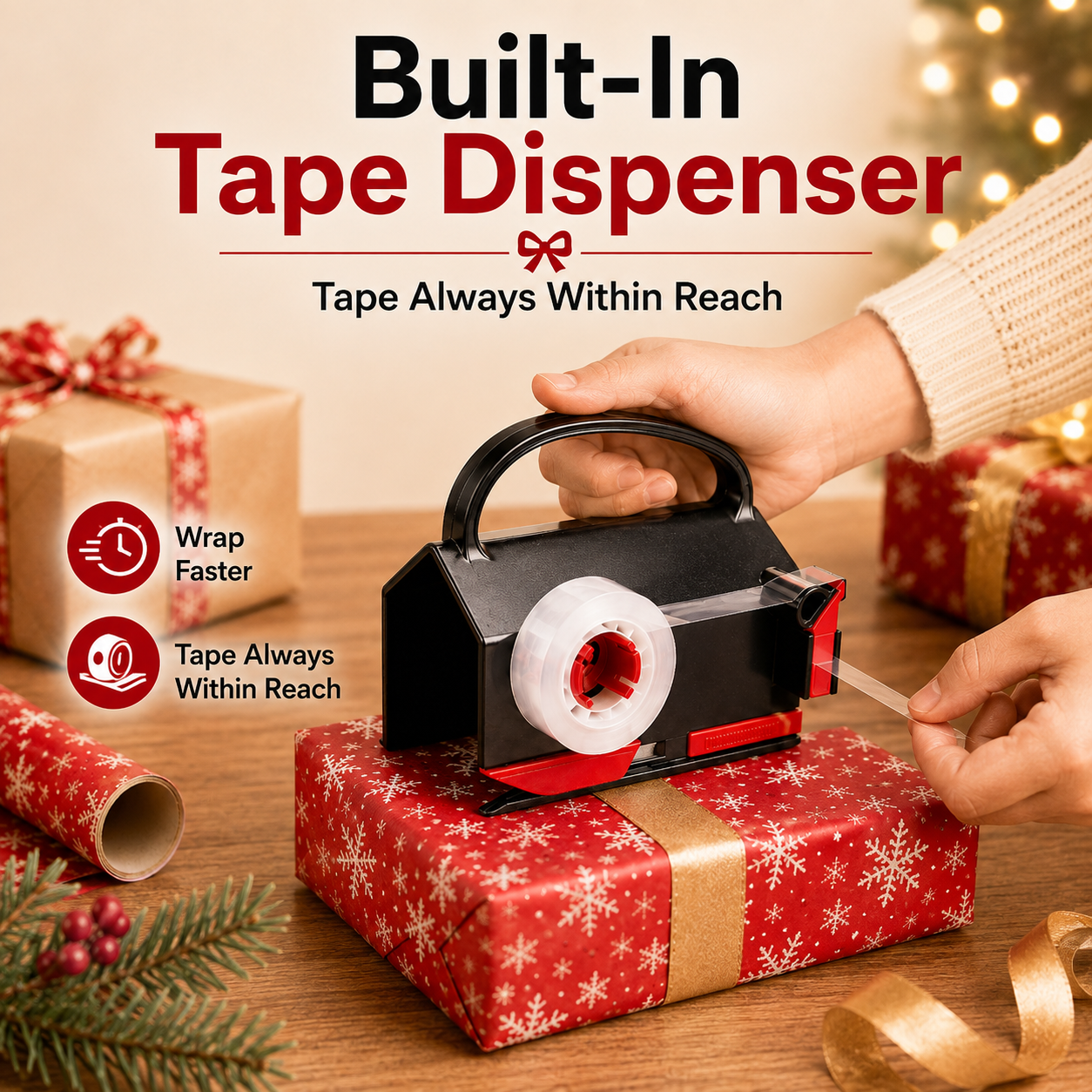 🎁2-in-1 Wrapping Cutter & Tape Dispenser