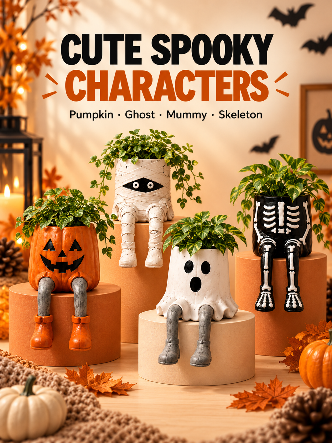 🎃 Halloween Dangling-Leg Character Planter – Cute Spooky Plant Pot for Fall Décor