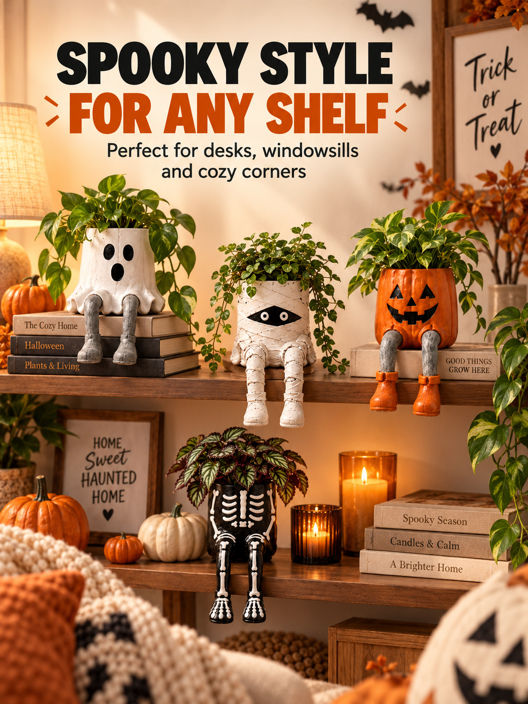 🎃 Halloween Dangling-Leg Character Planter – Cute Spooky Plant Pot for Fall Décor