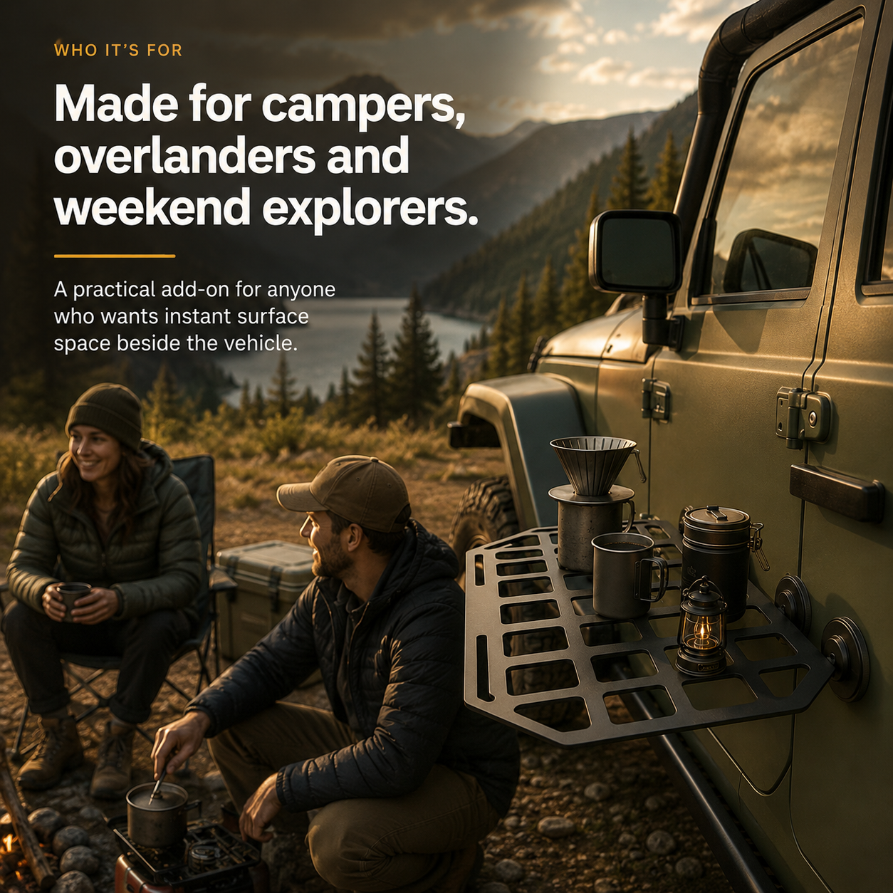 Rugged Magnetic Vehicle Table | Portable Camping Table with Mesh Surface