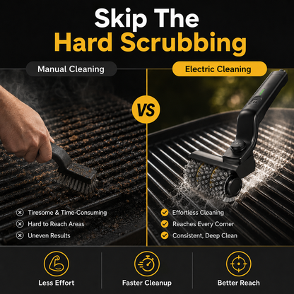 🔥 2-in-1 Cordless Electric Grill Brush & Spin Scrubber