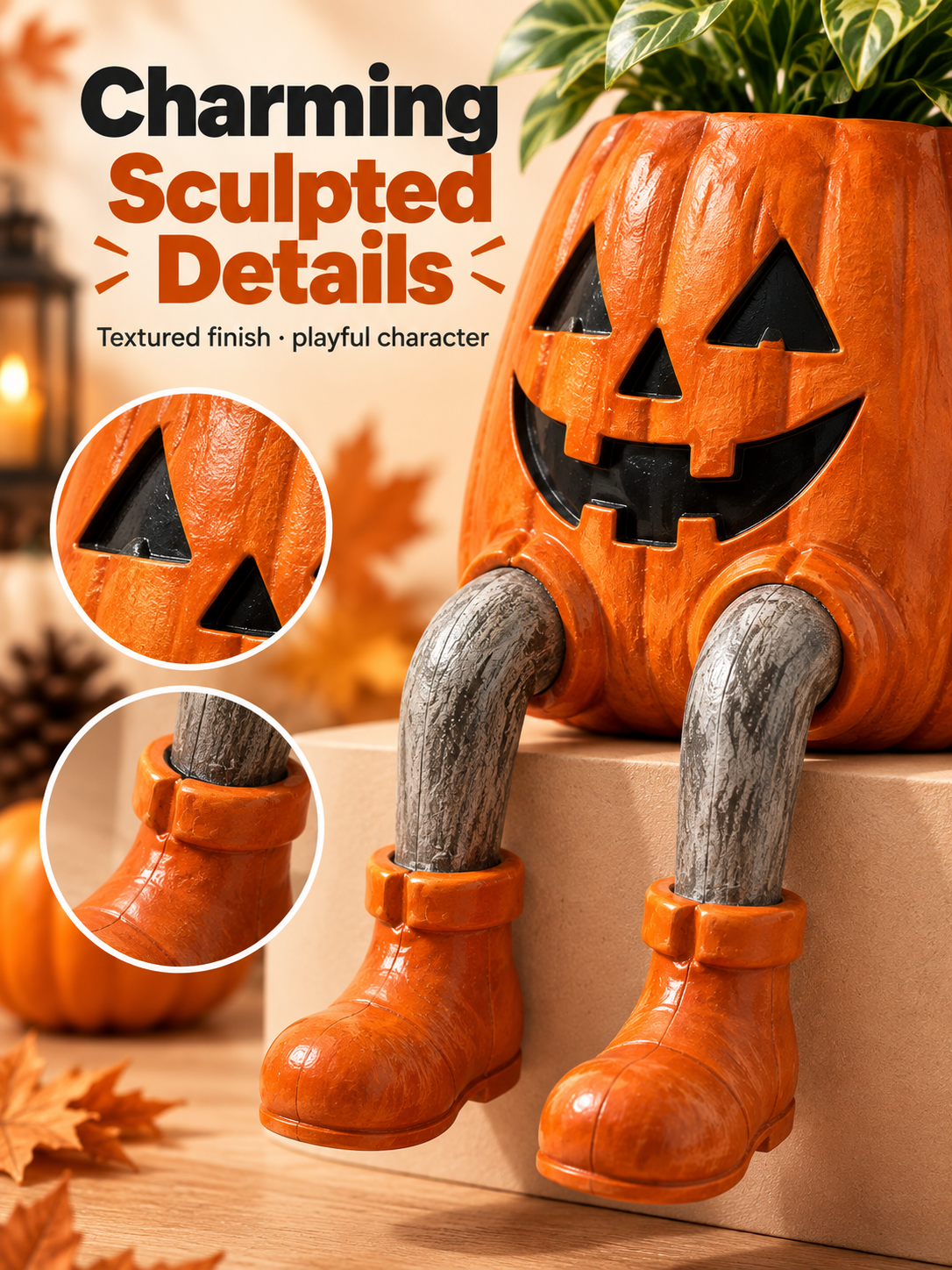 🎃 Halloween Dangling-Leg Character Planter – Cute Spooky Plant Pot for Fall Décor