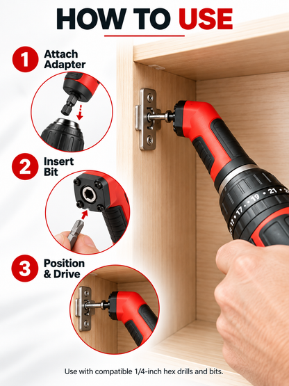 🔧 1/4' Right Angle Drill Adapter – High-Torque 90° Driver for Tight Spaces