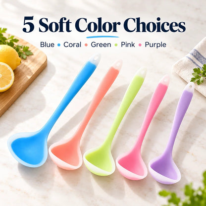 🍳✨ 2-in-1 Silicone Scraper Spoon 🥄💙 Flexible Edge for Easy Scooping, Mixing & Scraping 🧁🍯 Non-Scratch Kitchen Spatula 🍲🌈 5 Colors Available