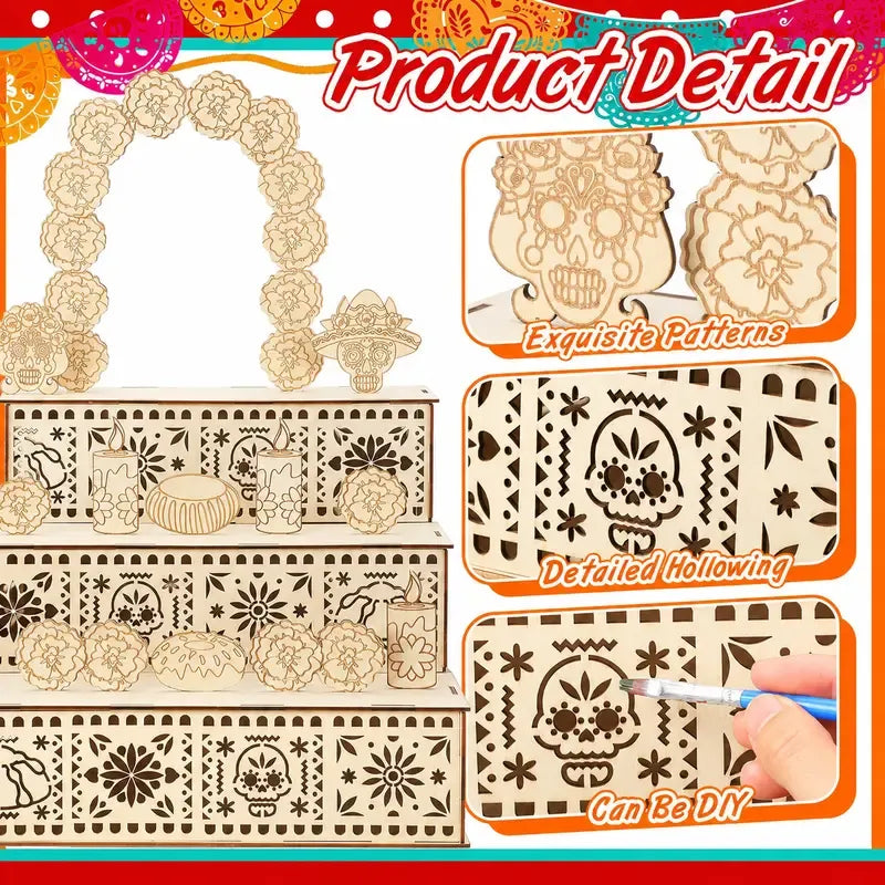 🎃🏵️Day of the Dead Wooden Altar Display Set