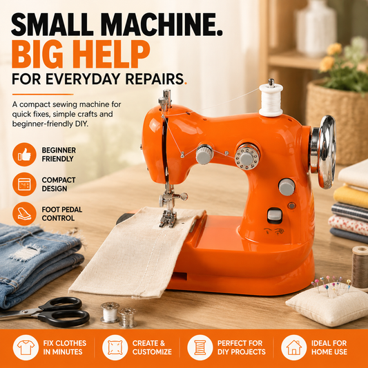 Mini Electric Sewing Machine – Beginner-Friendly Portable Sewing Machine with Foot Pedal for Clothing Repair & DIY Crafts