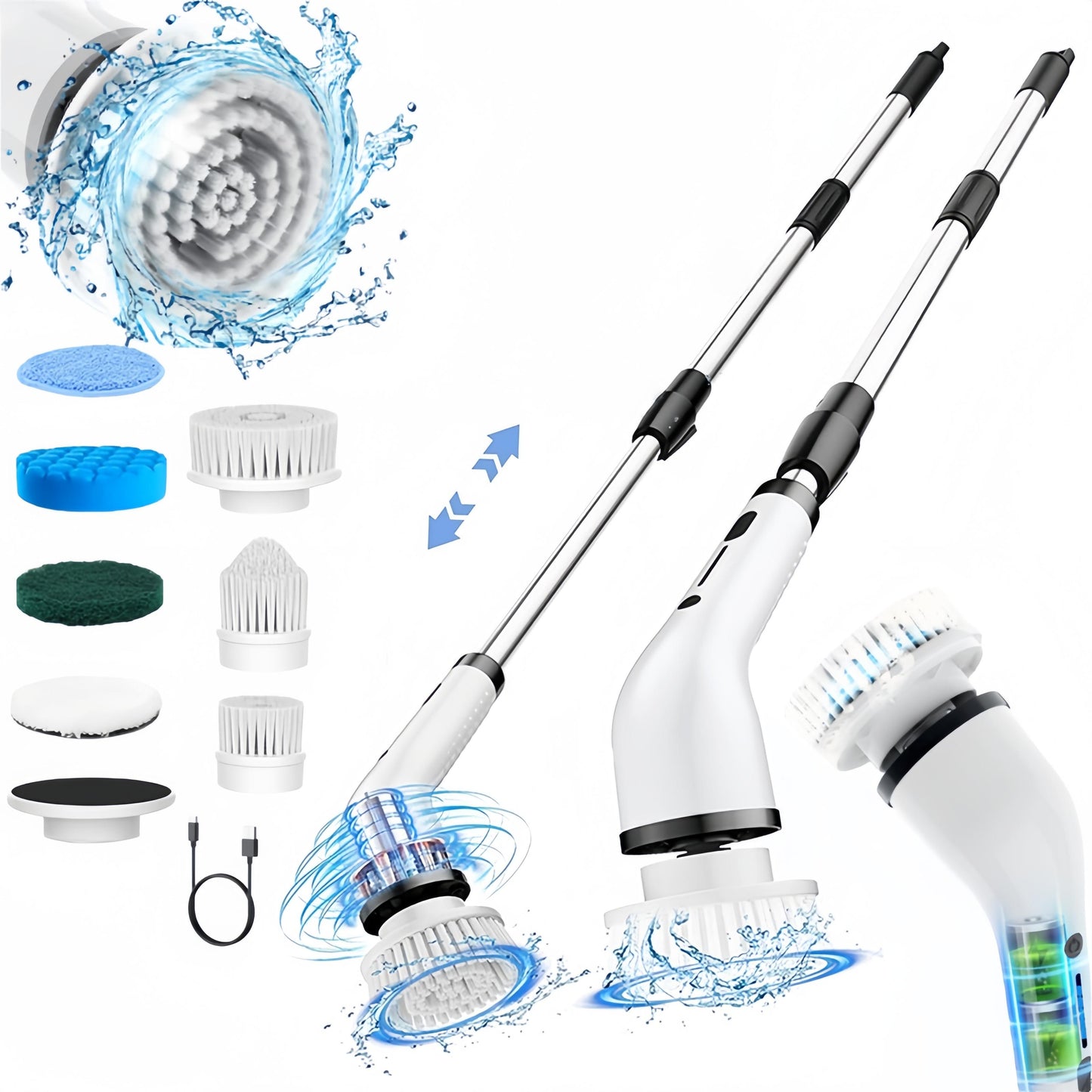 🧼 Electric Spin Scrubber Kit, Cordless Waterproof Power Cleaning Brush, Multi Replaceable Brush Heads for Bathroom, Tile, Floor, Bathtub