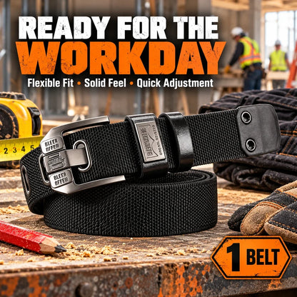 Holeless Stretch Belt with Square Metal Buckle