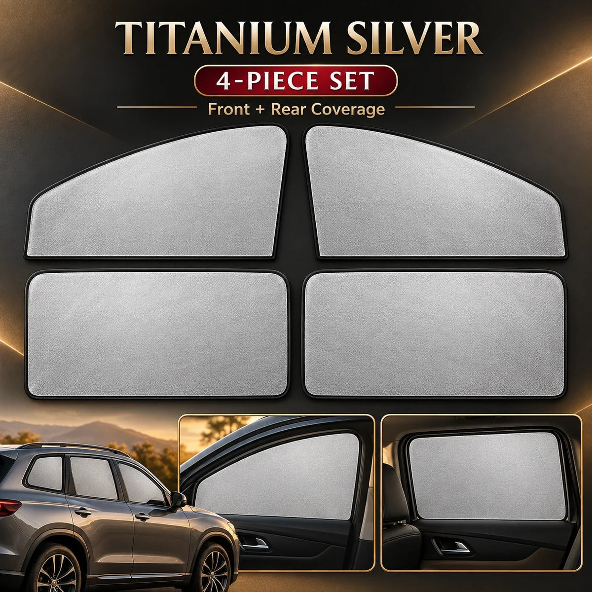 Magnetic Car Side Window Curtains – 4-Piece Front & Rear Privacy Sunshade Set