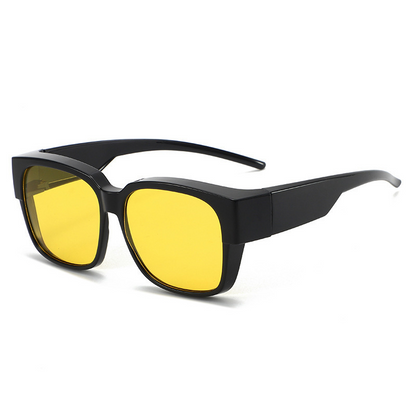 Polarized Fit Over Glasses Sunglasses for Women Men Trendy Square Wrap Around Shades UV400 Protection Lightweight & Durable