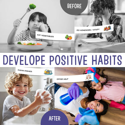 Magnetic Kids Daily Routine Chore Chart, Visual Task Board with Stickers & Icons, Autism & ADHD Kids Routine Tool