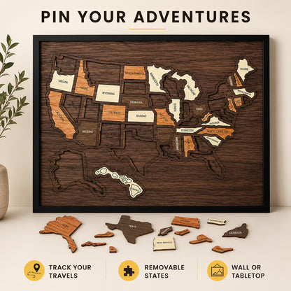 🔥Wooden USA Travel Map Puzzle🧩