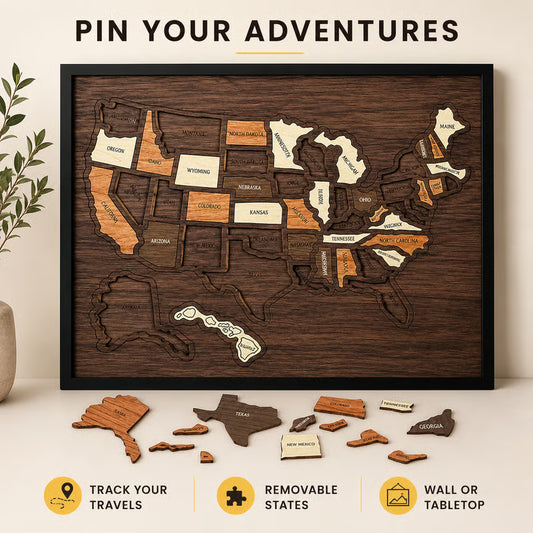 🔥Wooden USA Travel Map Puzzle🧩