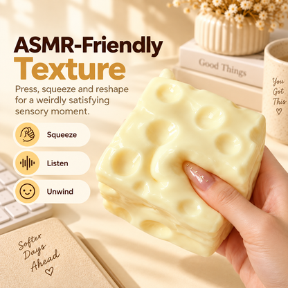 🧀 Giant Moldable Cheese Squishy – Soft & Satisfying Sensory Fidget Toy