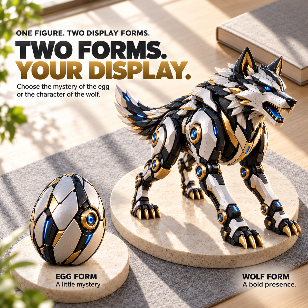 🐺 2-in-1 Egg-to-Wolf Transforming Figure | Mechanical Wolf Display & Gift 🎁
