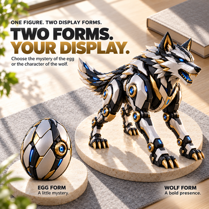 🐺 2-in-1 Egg-to-Wolf Transforming Figure | Mechanical Wolf Display & Gift 🎁