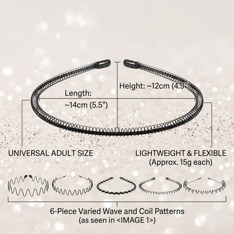 Women's 6-Count Elastic Headbands Set