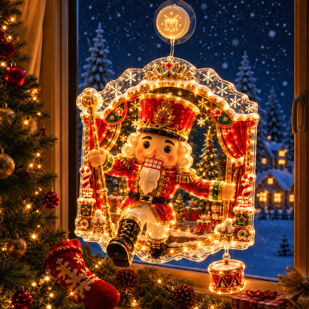 🎄 Light-Up Christmas Window Decoration – 8 Festive Suction-Cup Designs