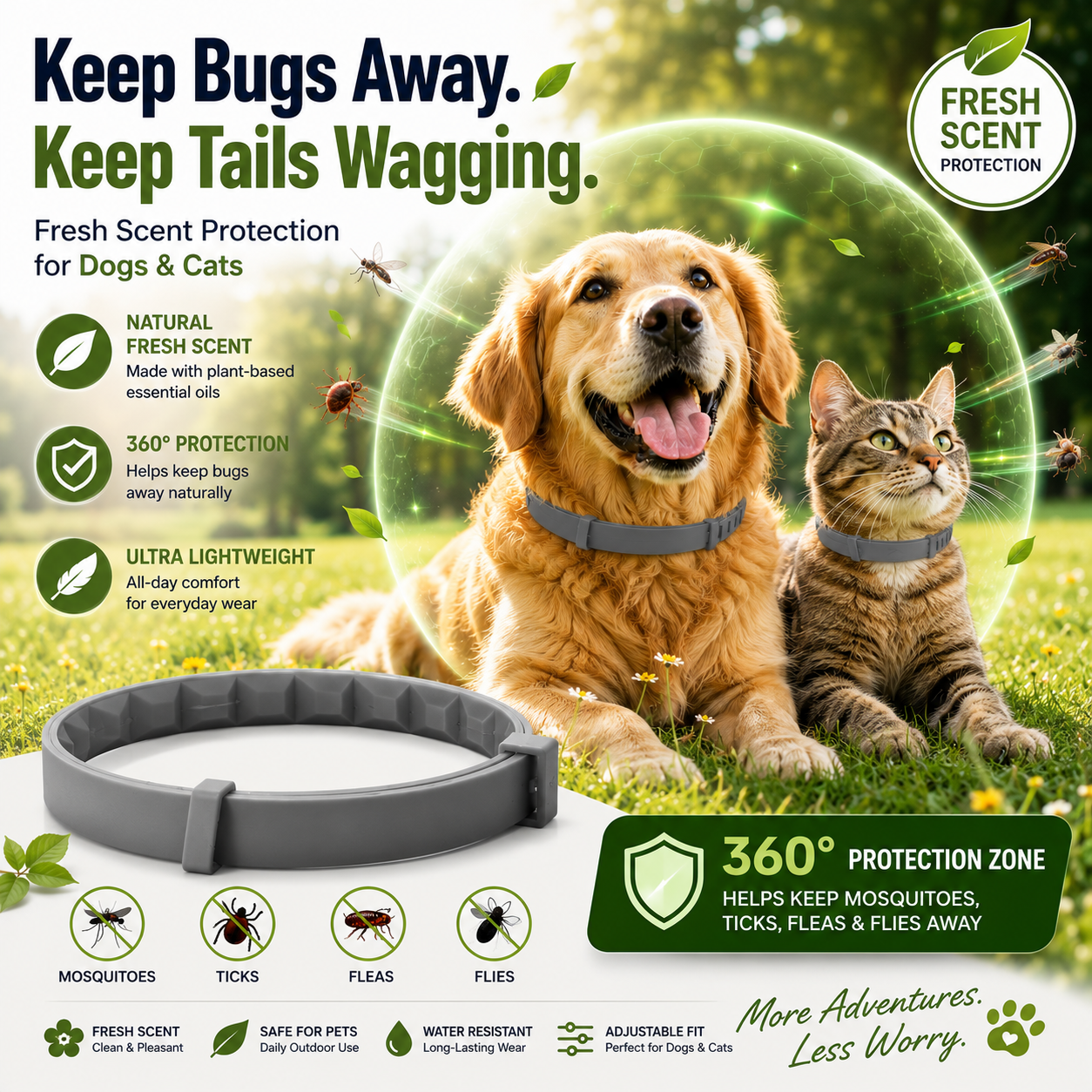 🔥 55% OFF TODAY 🐾 Fresh Scent Pet Collar For Dogs & Cats