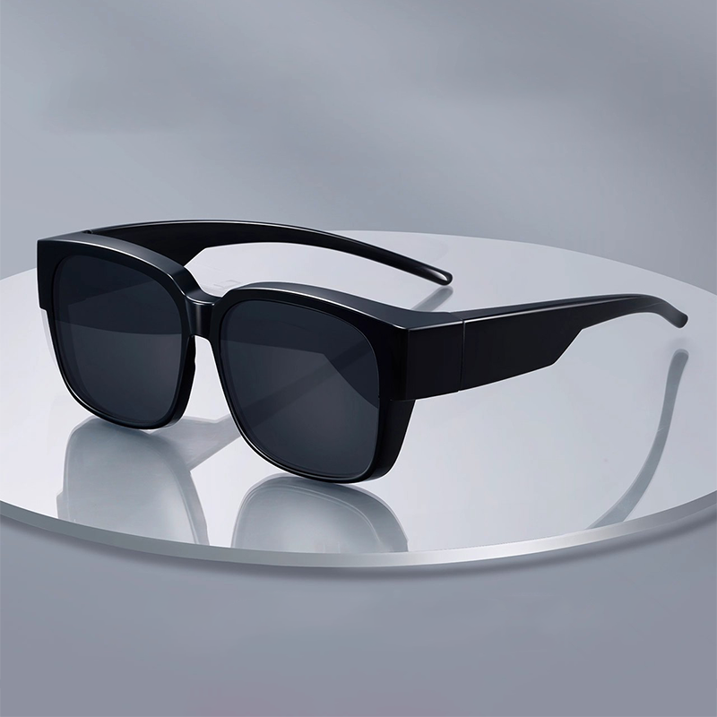 Polarized Fit Over Glasses Sunglasses for Women Men Trendy Square Wrap Around Shades UV400 Protection Lightweight & Durable