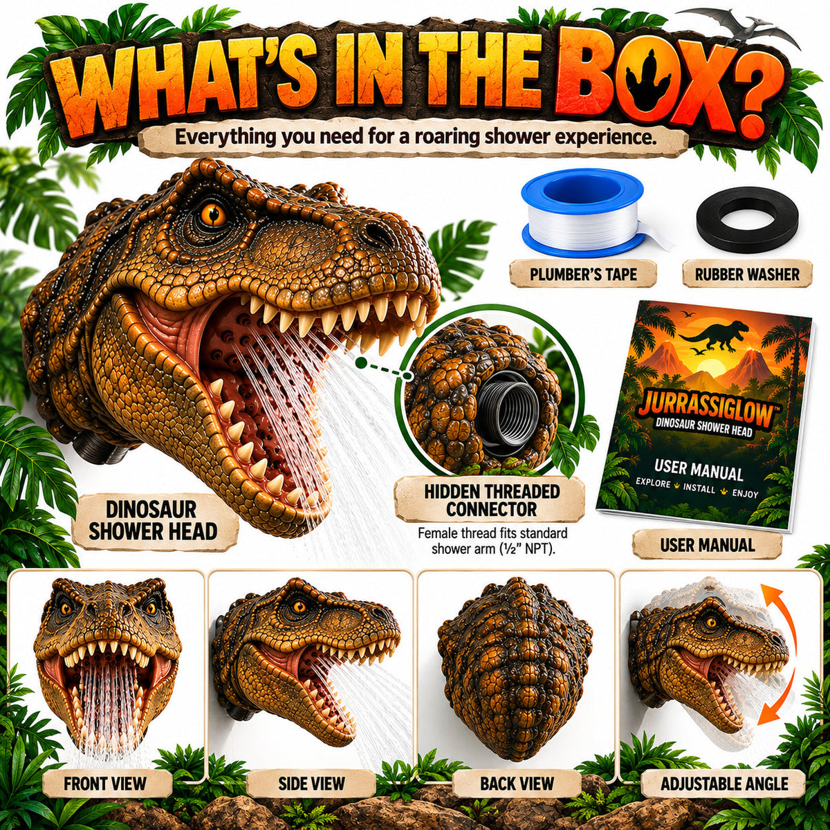 Prehistoric Splash – T-Rex Shower Head