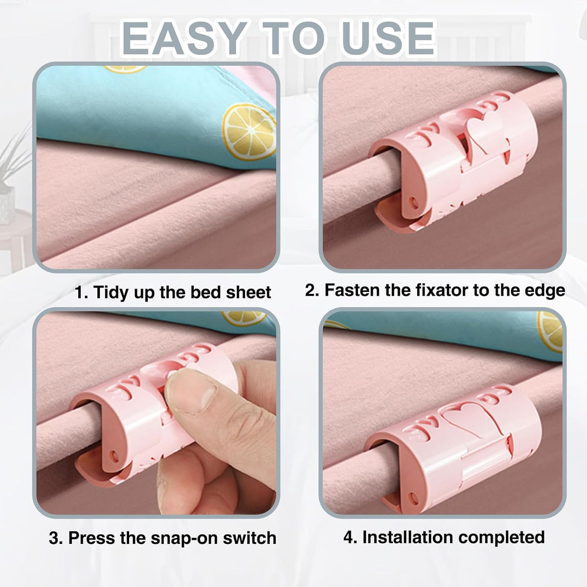 🛏️ 6 PCS Bed Sheet Holder Clips – Easy-Lock Fasteners for Neater, Stay-in-Place Bedding ✨