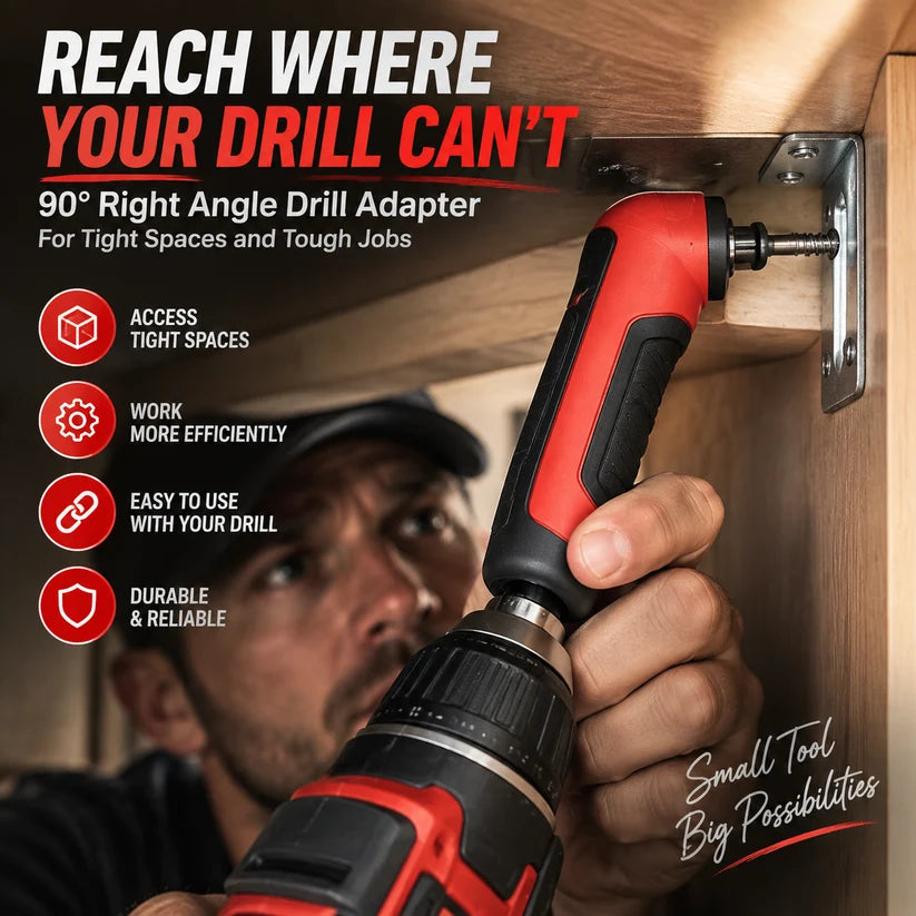 🔧 1/4' Right Angle Drill Adapter – High-Torque 90° Driver for Tight Spaces