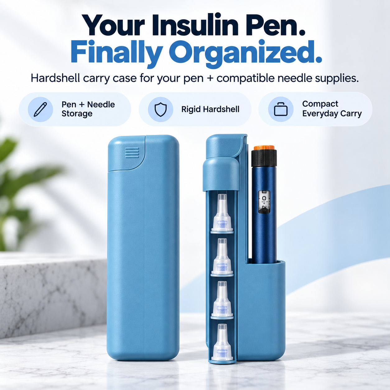 💉 Hardshell Insulin Pen Case – Compact Pen & Needle Organizer for Daily Carry, Work & Travel