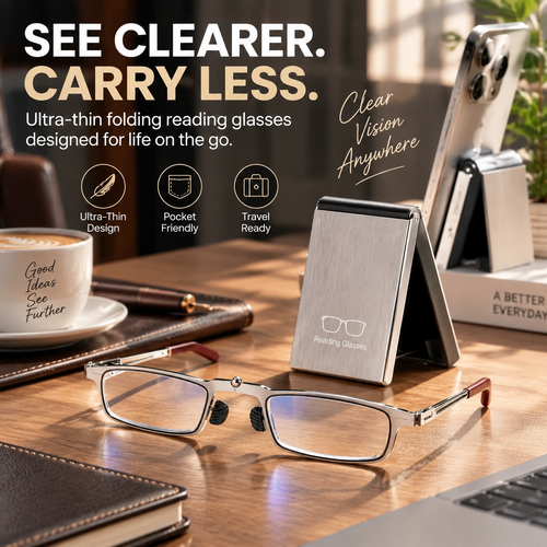 👓 HOT SALE | Folding Reading Glasses – Ultra-Slim Portable Readers with Protective Metal Case for Everyday & Travel