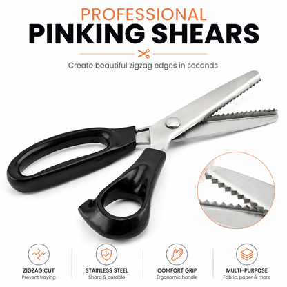 Professional Pinking Shears – Sharp Serrated Fabric Scissors for Clean Zigzag Edges