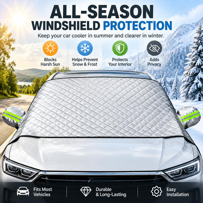 🚗 No More Scraping or Scorching – Magnetic Windshield Cover for Sun, Snow & Frost, Fits Cars, SUVs & Trucks