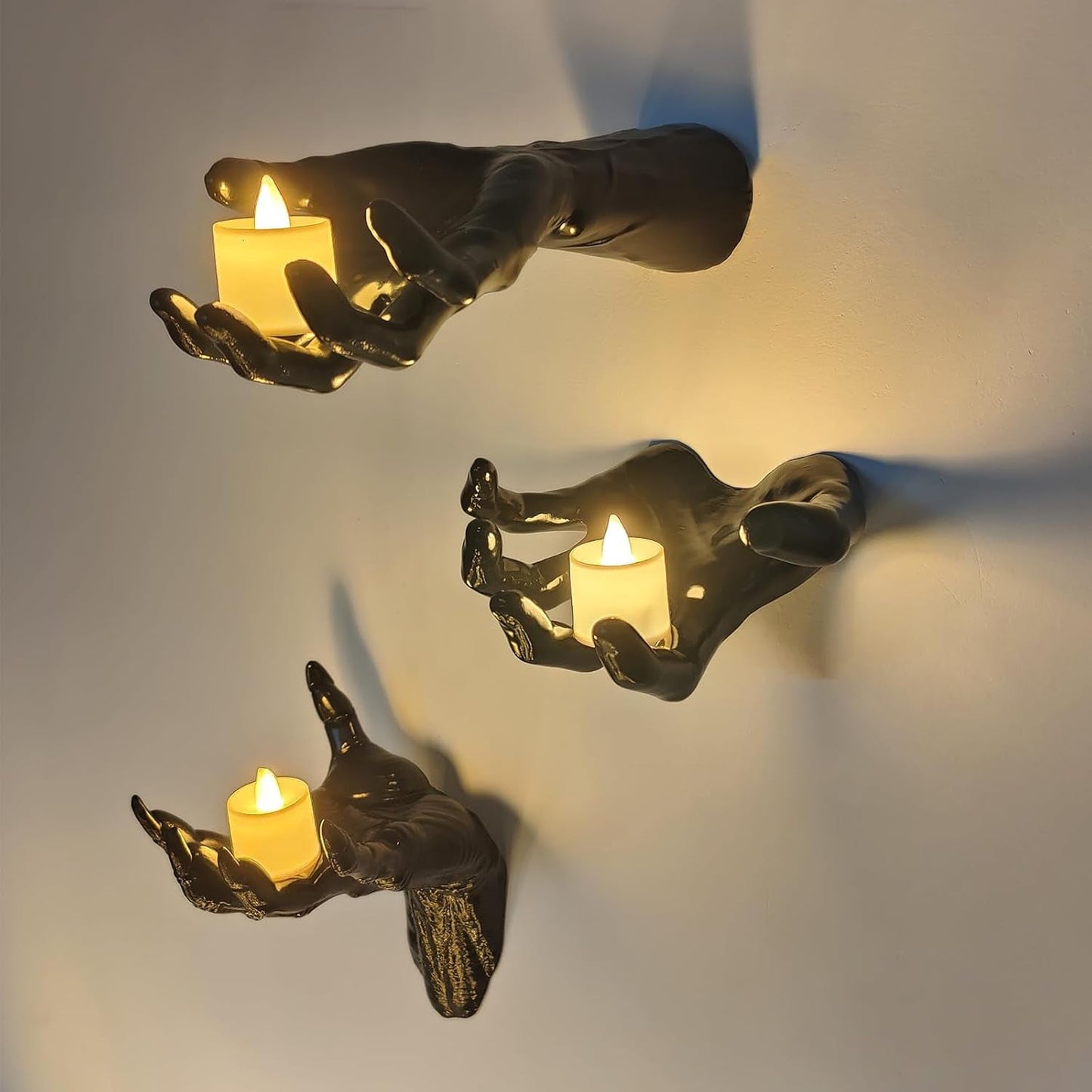 🔥 FLASH SALE 50% OFF – Ghost Hand LED Candle Holders | Halloween Gothic Wall Decor Set of 3