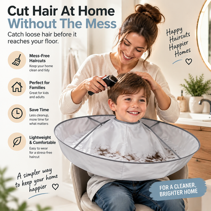 ⭕ UMBRELLA HAIR CUTTING CAPE | Large Hair Catcher with Memory Steel Ring for Cleaner Home Grooming