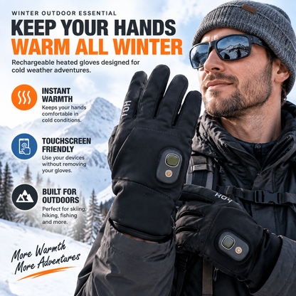 🔥 Rechargeable Heated Winter Gloves – Adjustable Warmth, Touchscreen & Outdoor Grip