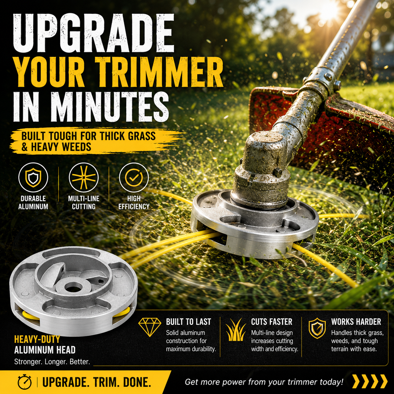 🌿 Universal Aluminum Grass Trimmer Head | Heavy-Duty Brush Cutter Replacement.