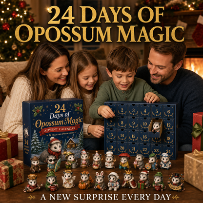 🔥Limited Time 49% OFF |🐾24‑Day Christmas Opossum Advent Calendar, 24 Collectible Opossum Holiday Surprises Countdown Decor