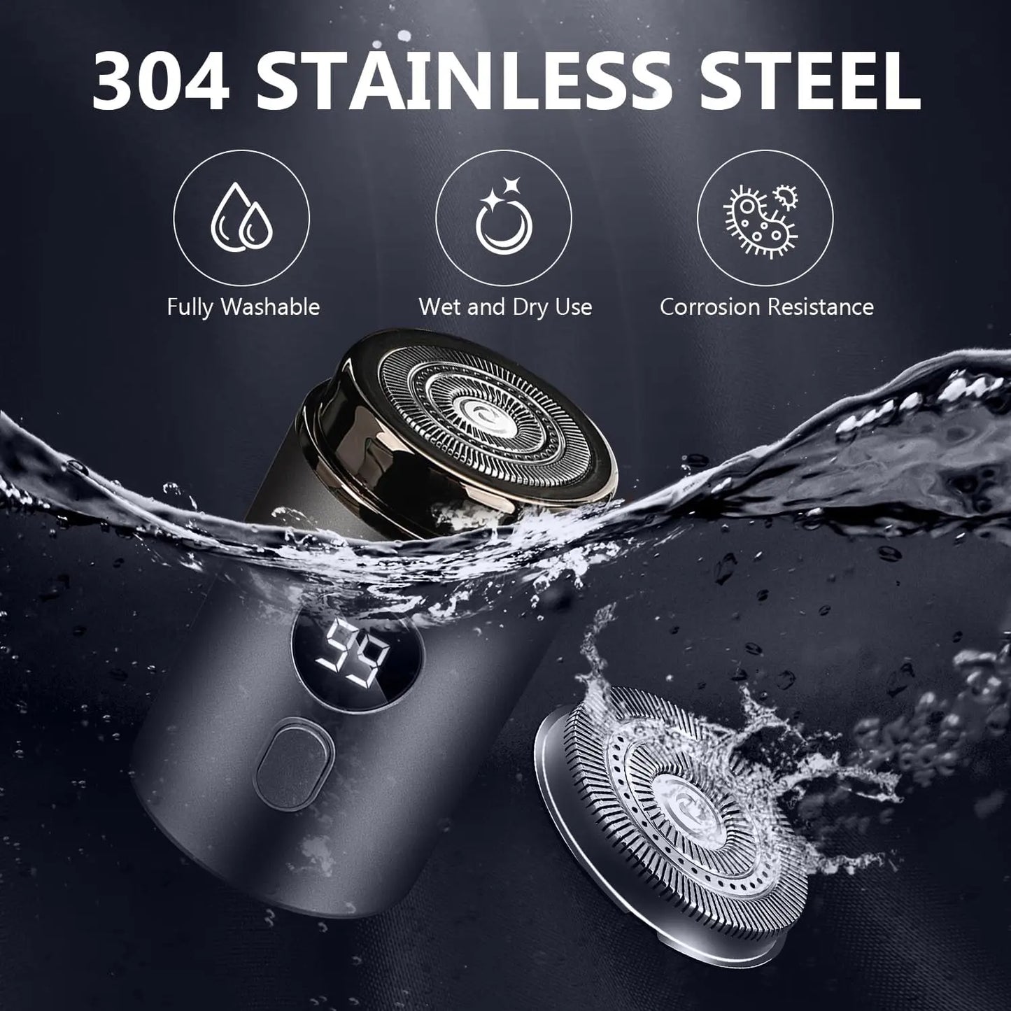 ⚡ Mini Electric Shaver – Pocket-Size Rechargeable Razor with LED Display